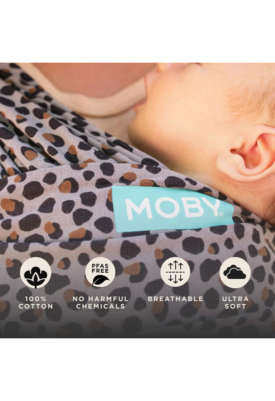 Eigenschaften des Moby Wrap Tragetuches Leopard