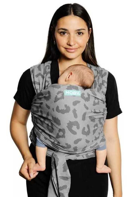 elastisches Moby Wrap Tragetuch in der Farbe Classic Night Leopard